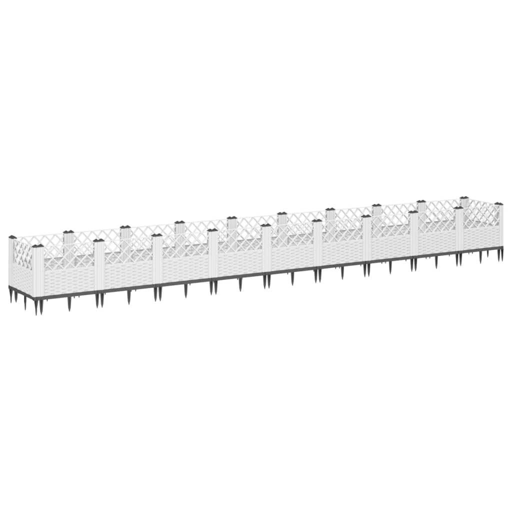 Plantekasse med jordspyd Hvid 363,5x43,5x43,5 cm PP