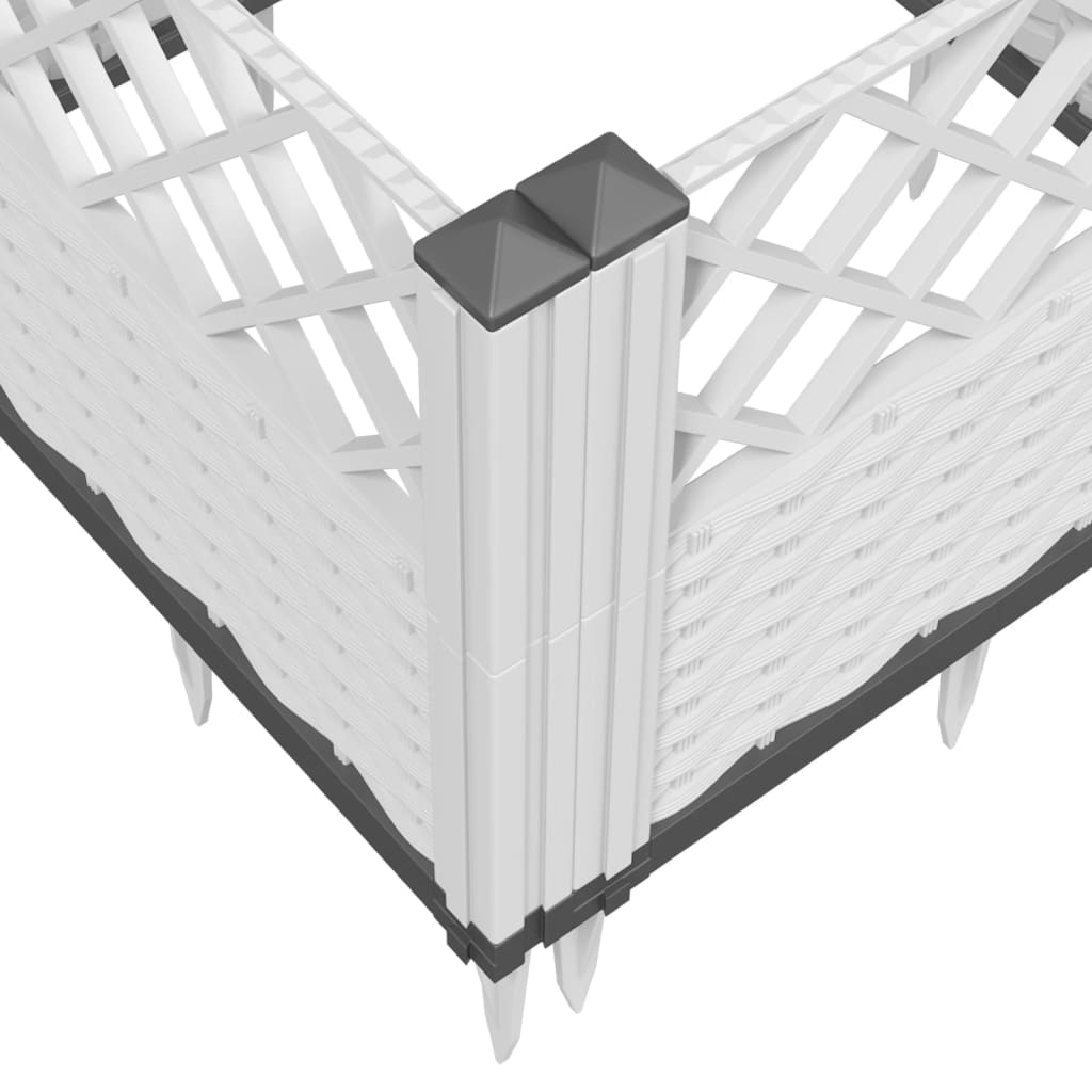 Plantekasse med jordspyd Hvid 363,5x43,5x43,5 cm PP