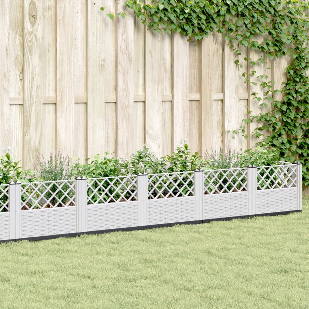 Plantekasse med jordspyd Hvid 363,5x43,5x43,5 cm PP