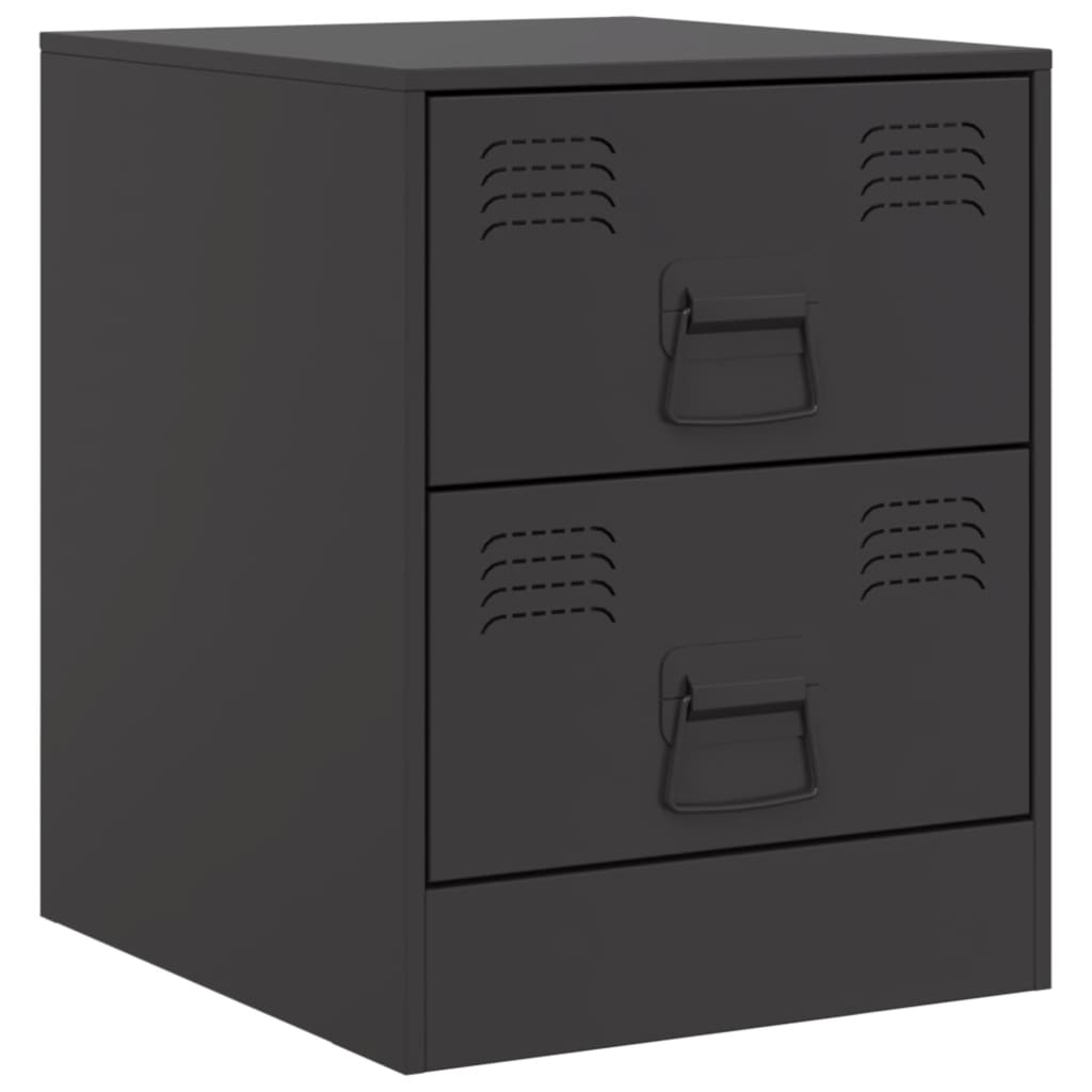 Sengeborde 2 stk Sort 34,5x39x44 cm Stål
