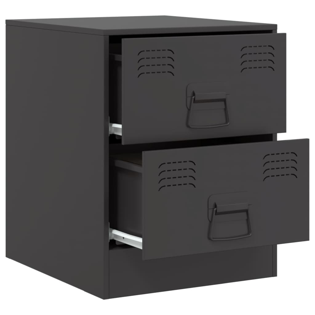 Sengeborde 2 stk Sort 34,5x39x44 cm Stål