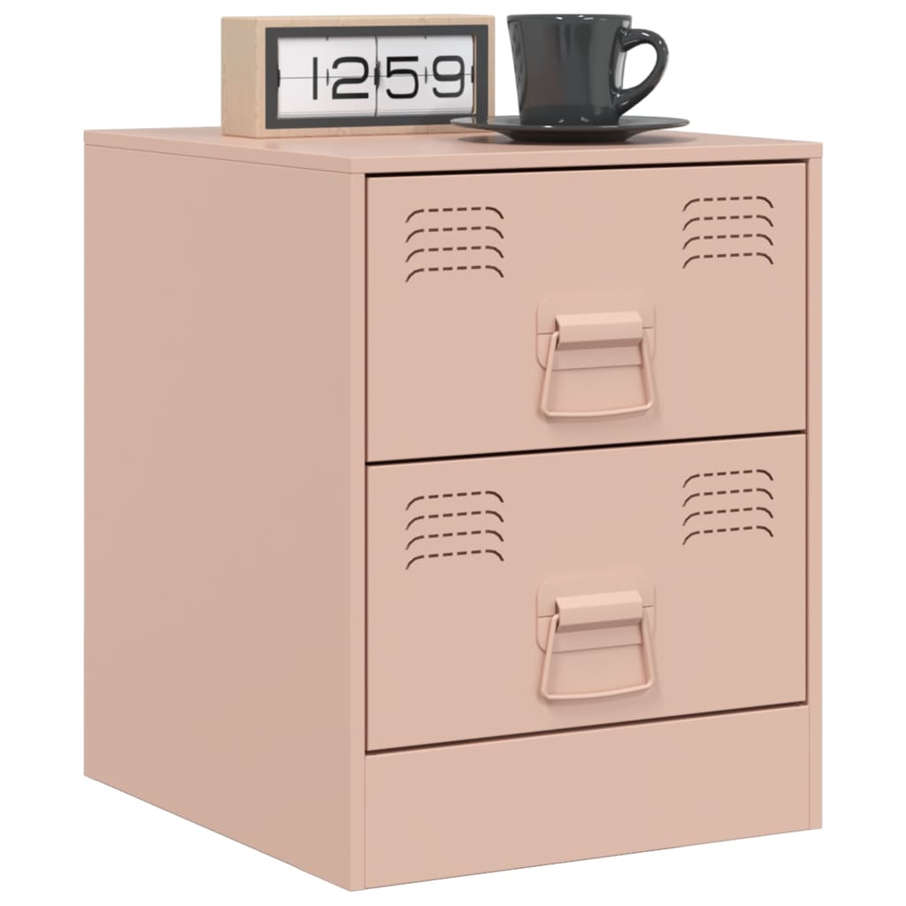 Sengeborde 2 stk Pink 34,5x39x44 cm Stål