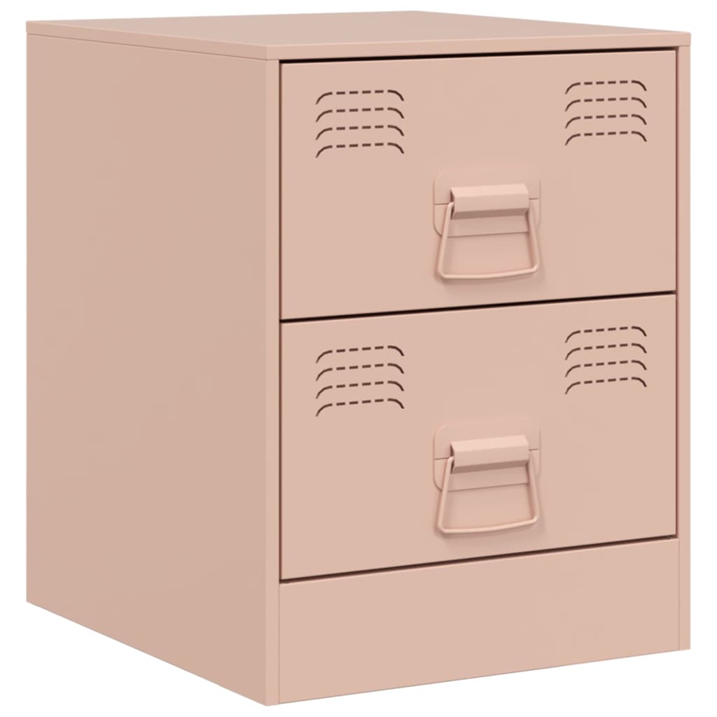 Sengeborde 2 stk Pink 34,5x39x44 cm Stål