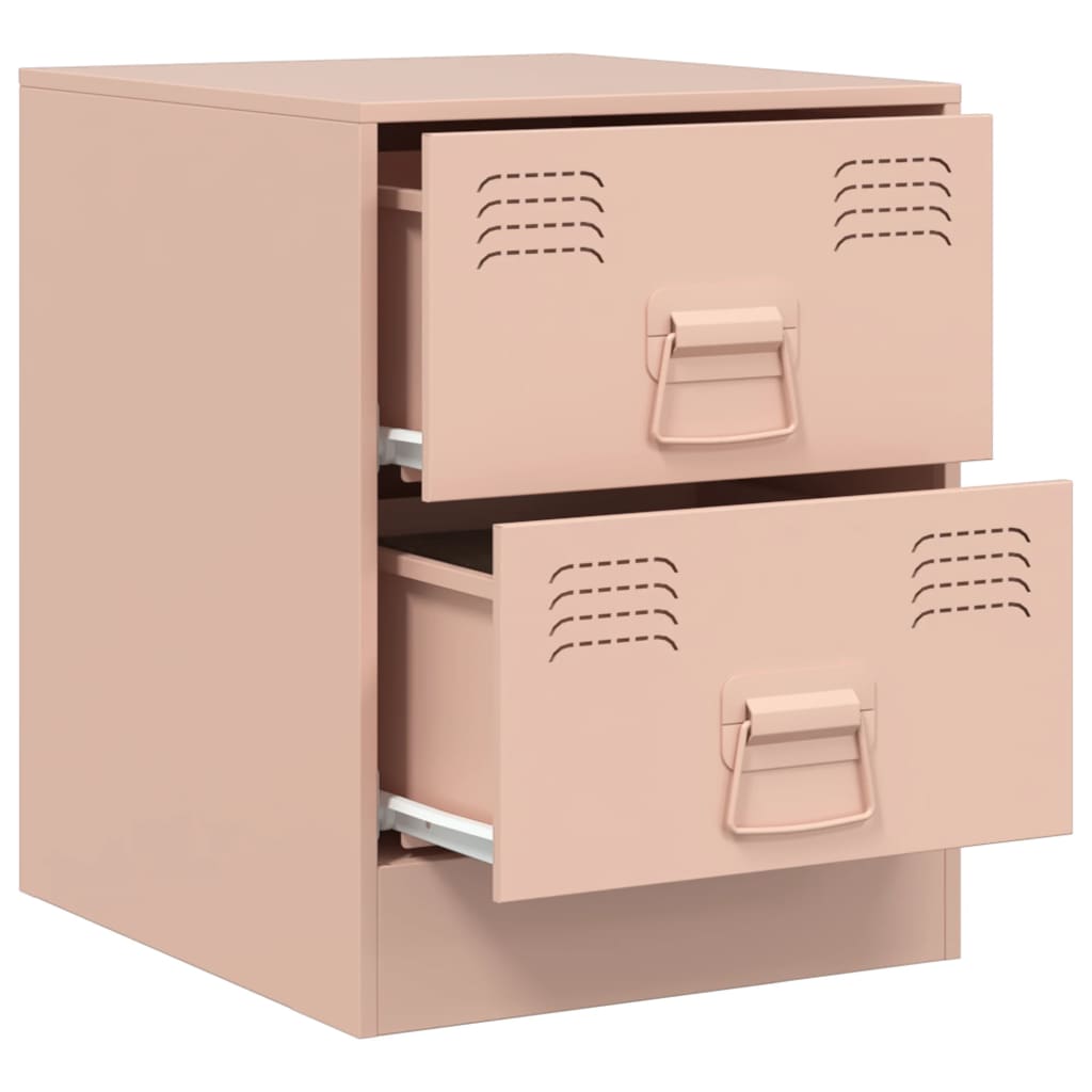 Sengeborde 2 stk Pink 34,5x39x44 cm Stål