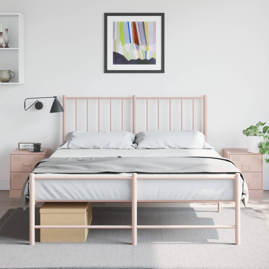 Sengeborde 2 stk Pink 34,5x39x44 cm Stål