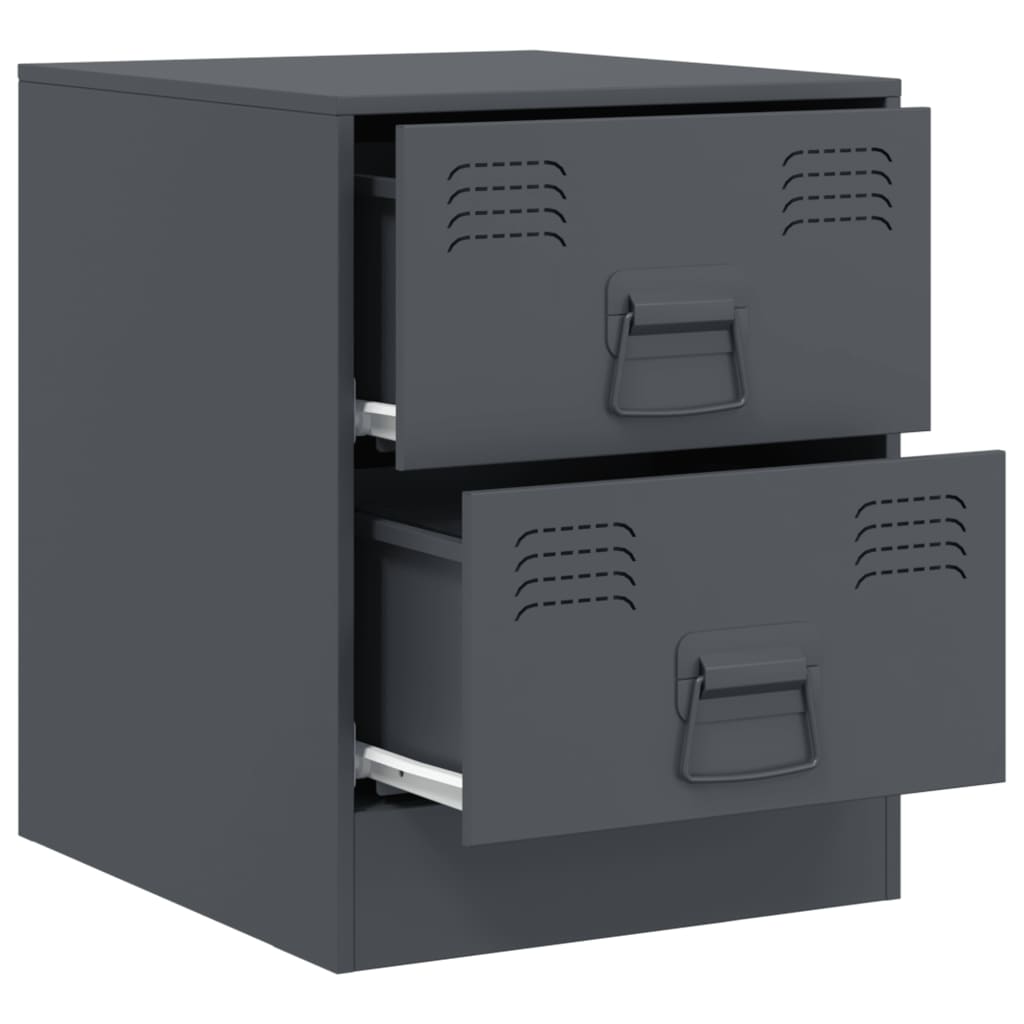 Sengeborde 2 stk Antracit 34,5x39x44 cm stål