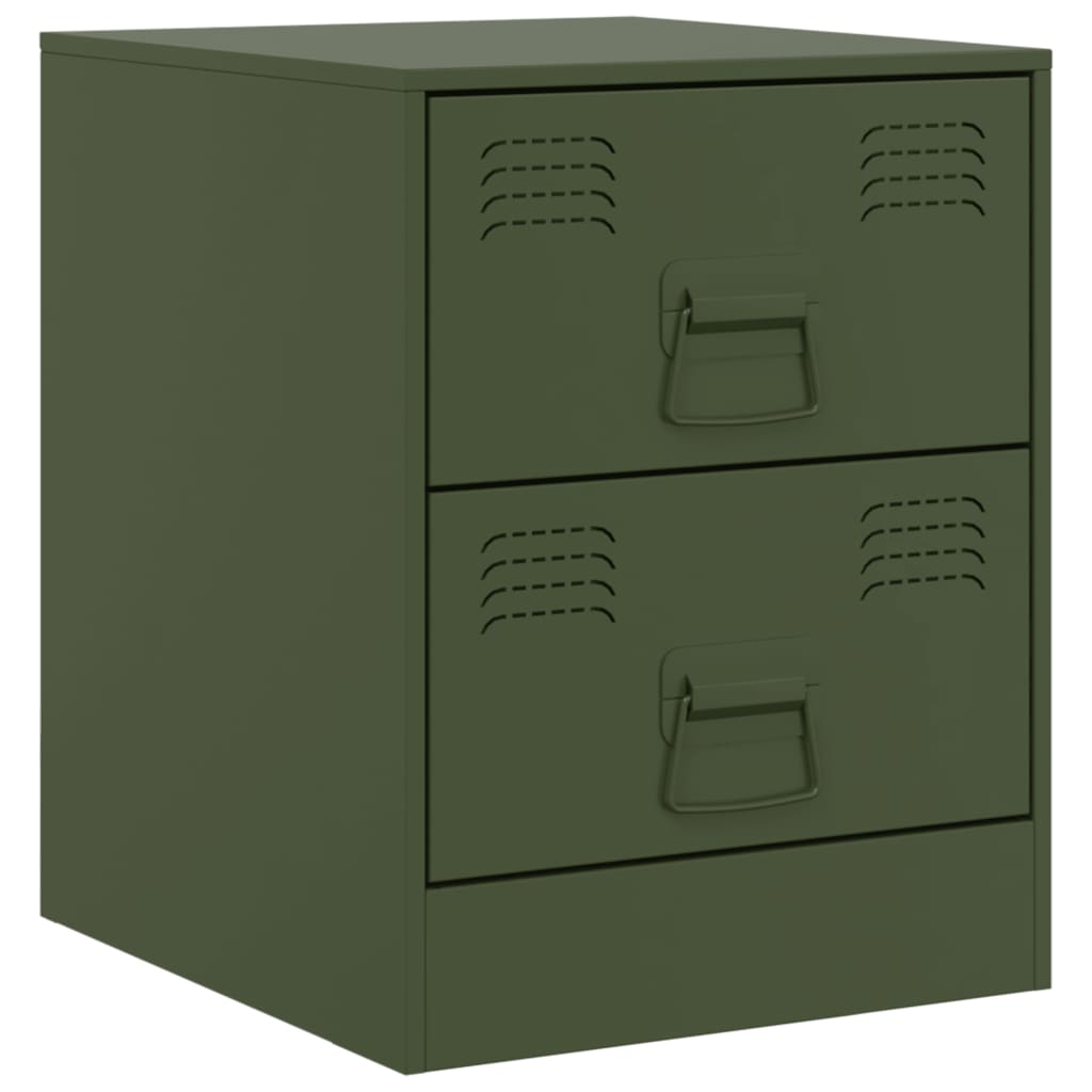 Sengeborde 2 stk Grøn 34,5x39x44 cm Stål