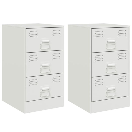 Nachttische 2 Stk. Weiß 34,5x39x62 cm Stahl