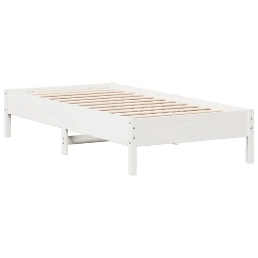 Massivholzbett ohne Matratze Weiß 75x190 cm Kiefernholz