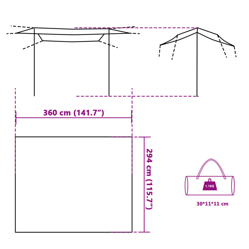 Tarp Blå 360x294 cm Vandtæt