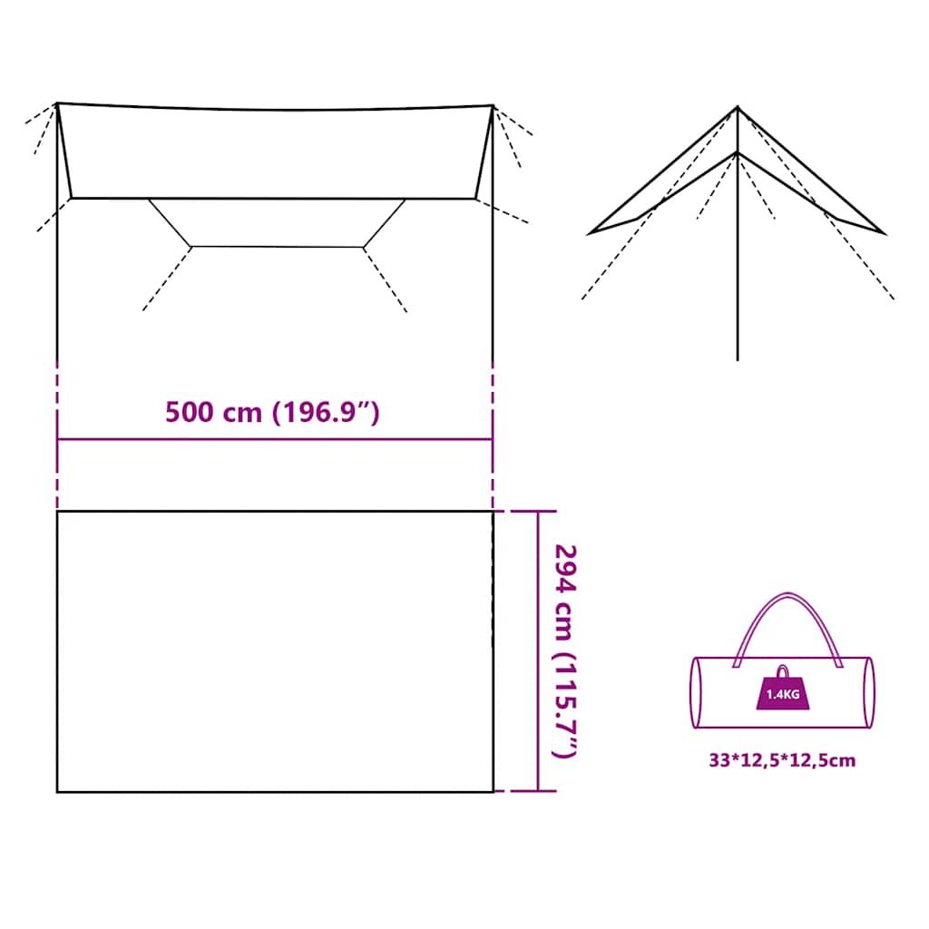 Tarp Grå og Orange 500x294 cm Vandtæt
