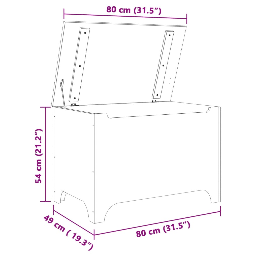 Kommode med låg RANA Hvid 80x49x54 cm massiv fyrretræ