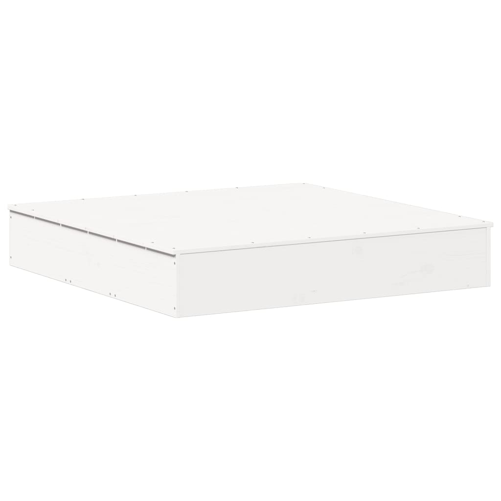 Sandkasse med låg Hvid 111x111x19,5 cm Massiv fyrretræ