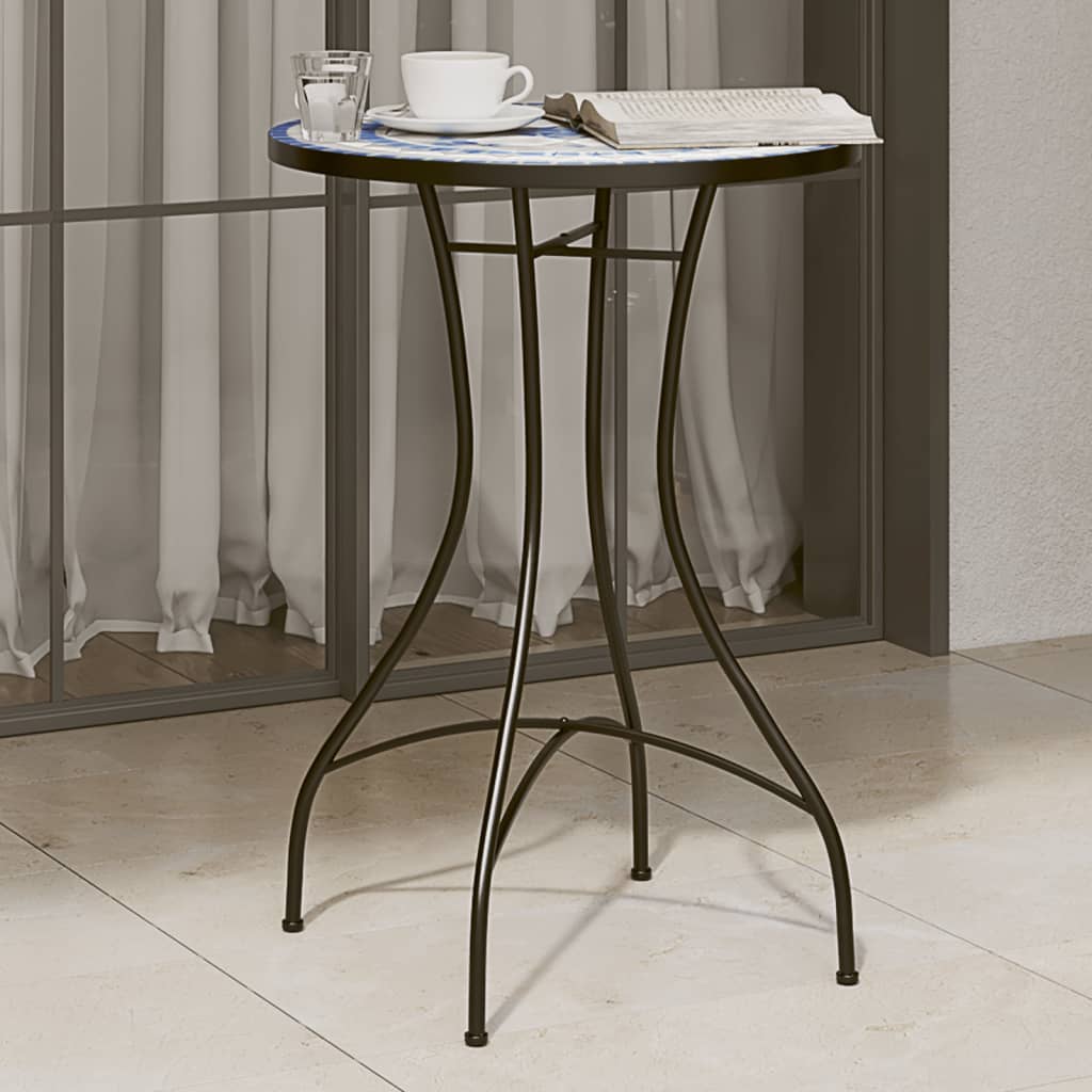 Mosaik Bistro Bord Blå og Hvid Ø50x70 cm Keramik