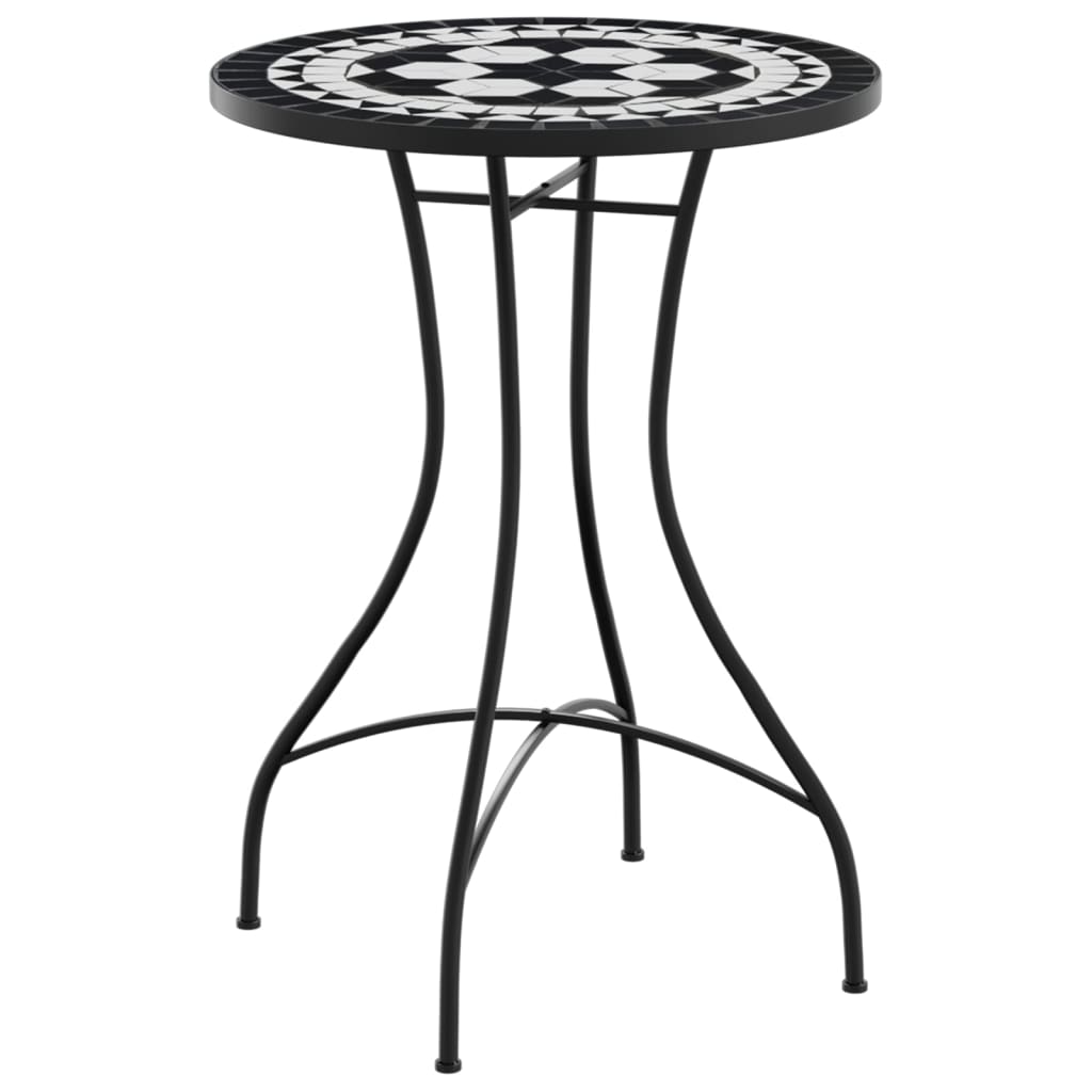 Mosaik Bistro Bord Sort og Hvid Ø50x70 cm Keramik
