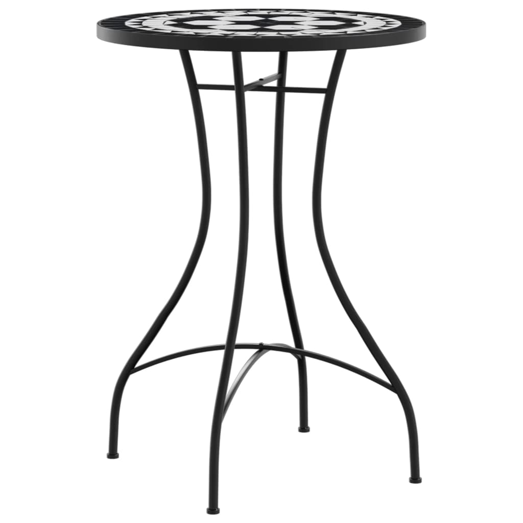 Mosaik Bistro Bord Sort og Hvid Ø50x70 cm Keramik
