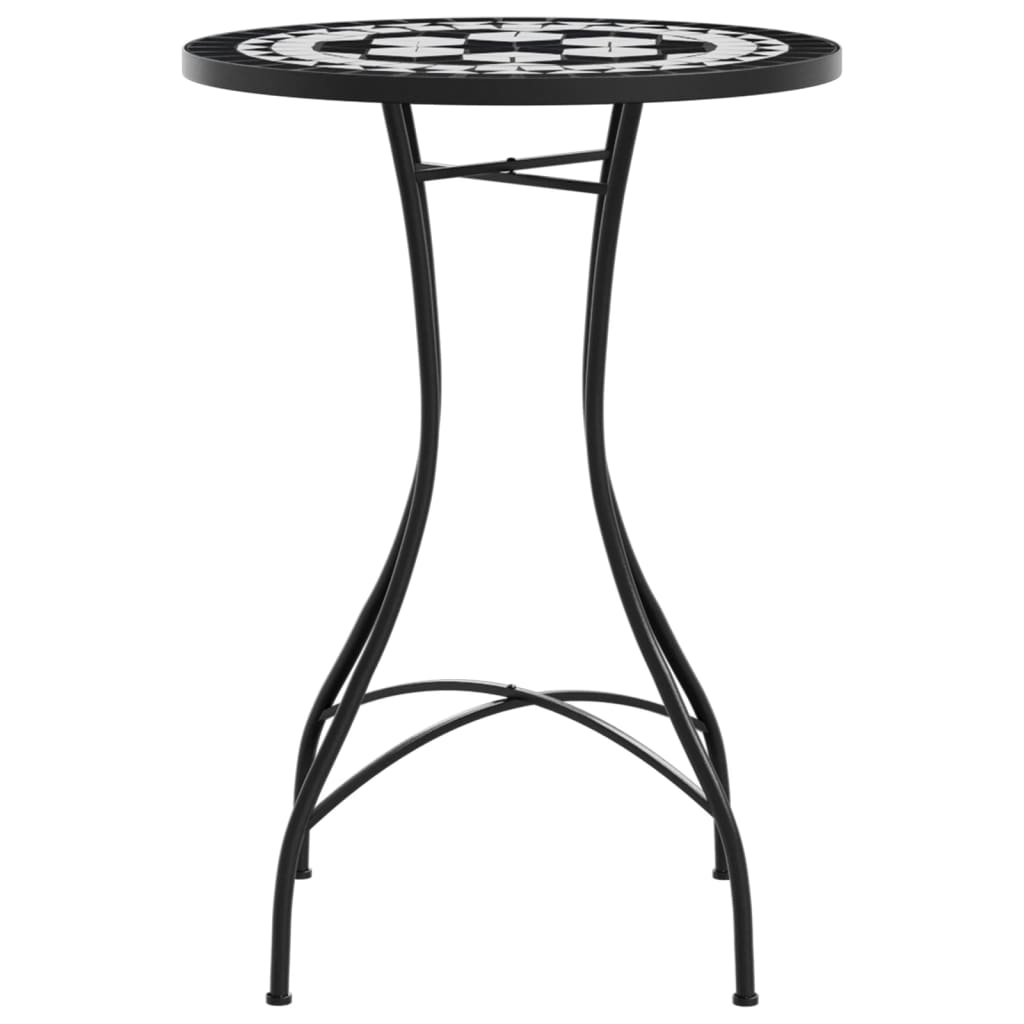 Mosaik Bistro Bord Sort og Hvid Ø50x70 cm Keramik