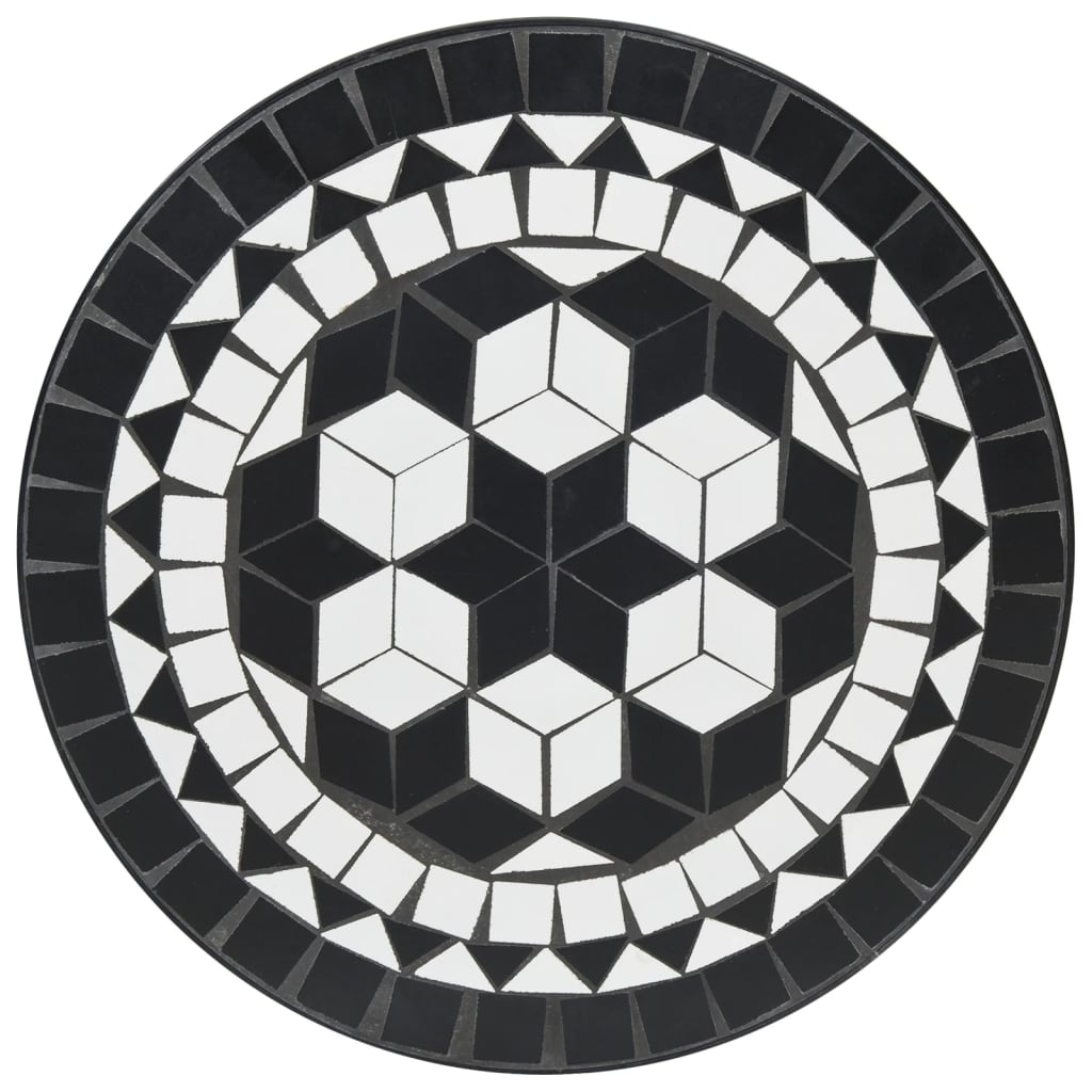 Mosaik Bistro Bord Sort og Hvid Ø50x70 cm Keramik