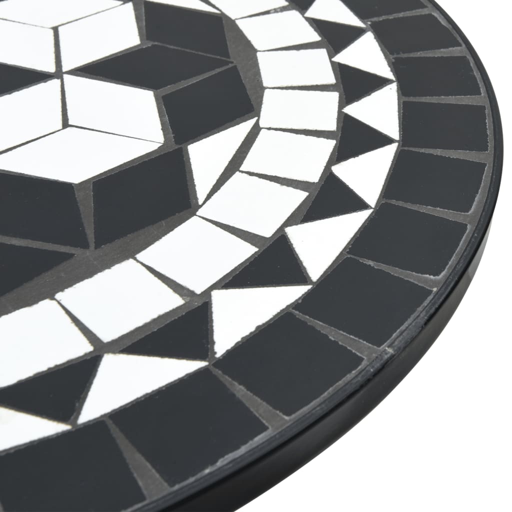 Mosaik Bistro Bord Sort og Hvid Ø50x70 cm Keramik