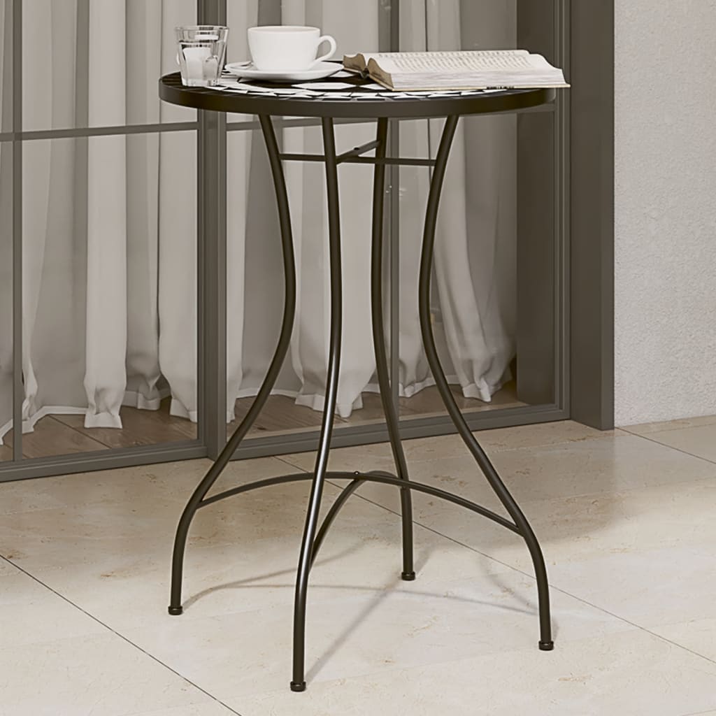 Mosaik Bistro Bord Sort og Hvid Ø50x70 cm Keramik