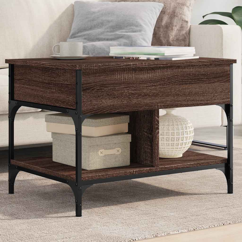 Sofabord Brun Eg Look 70x50x50 cm Træ Materiale Metal