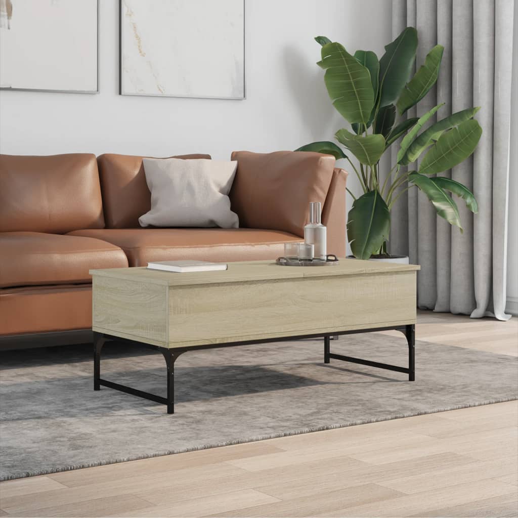 Sofabord Sonoma eg 100x50x40 cm træmateriale og metal