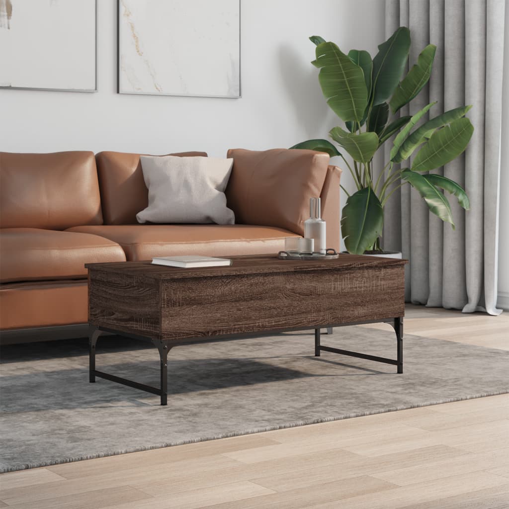 Sofabord Brun Eg Look 100x50x40 cm Træ Materiale Metal