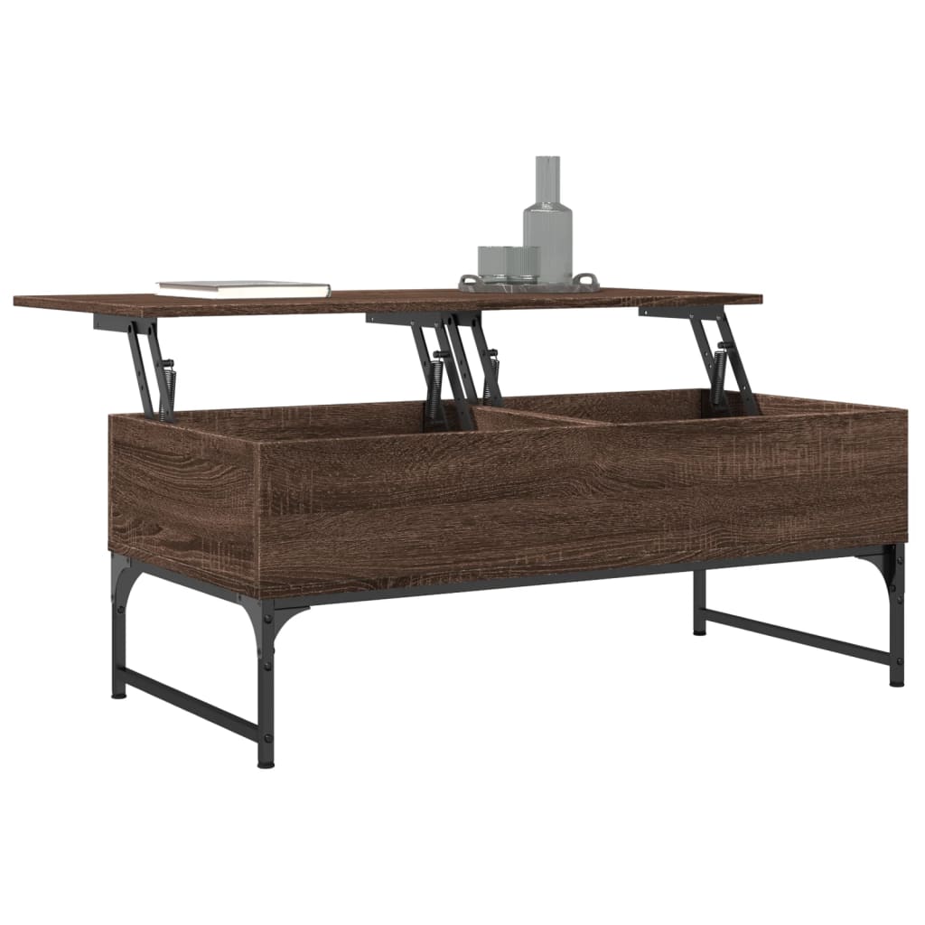 Sofabord Brun Eg Look 100x50x40 cm Træ Materiale Metal