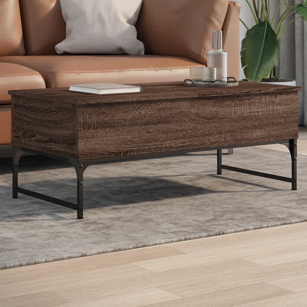 Sofabord Brun Eg Look 100x50x40 cm Træ Materiale Metal