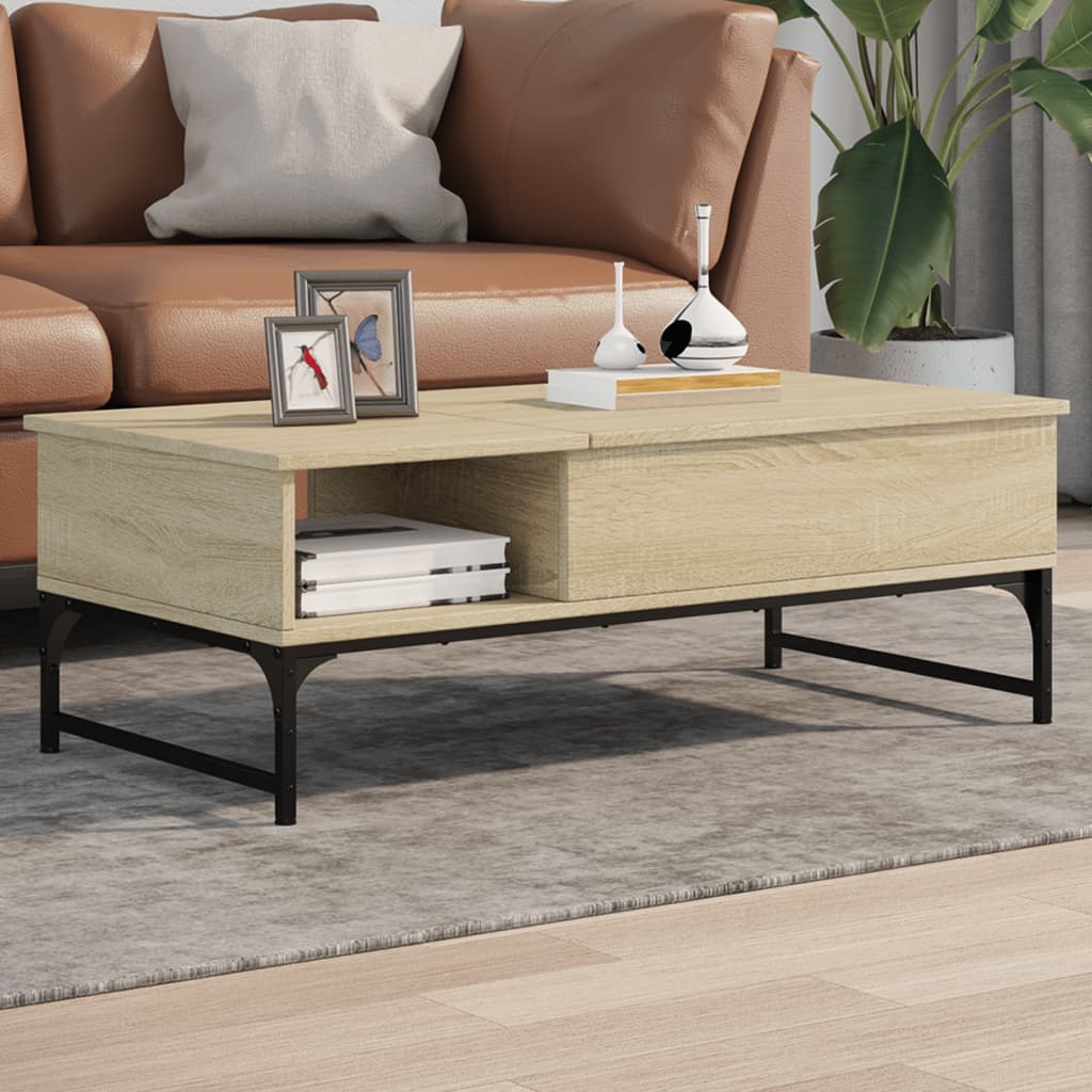 Sofabord Sonoma eg 100x50x35 cm træmateriale og metal