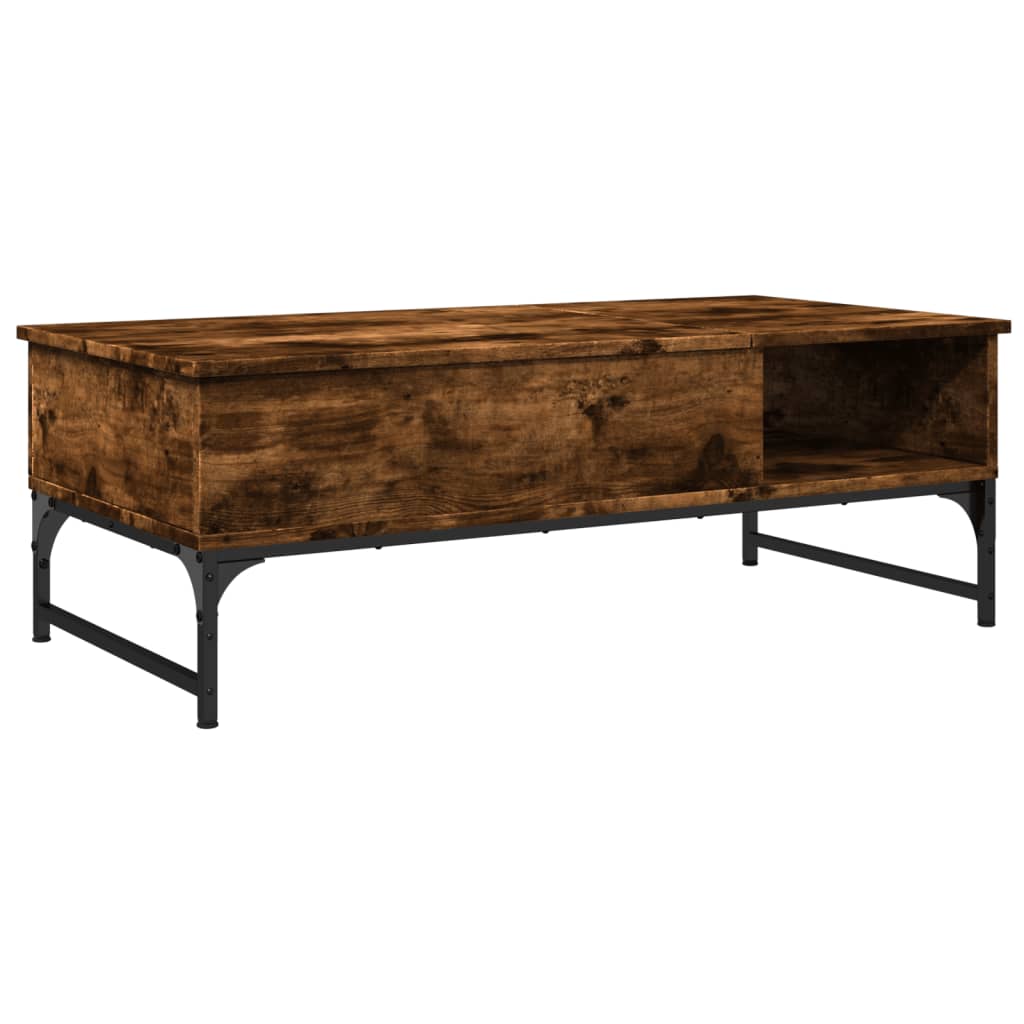 Sofabord røget eg 100x50x35 cm træmateriale og metal