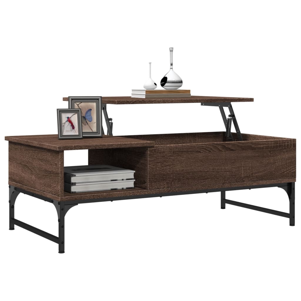 Sofabord Brun Eg Look 100x50x35 cm Træ Materiale Metal