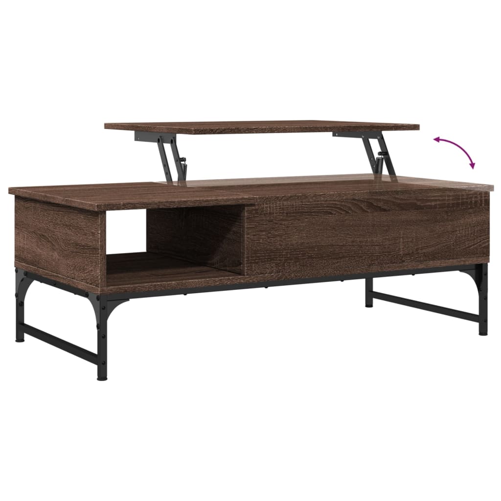 Sofabord Brun Eg Look 100x50x35 cm Træ Materiale Metal
