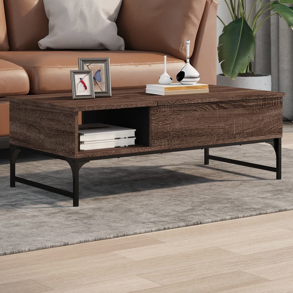 Sofabord Brun Eg Look 100x50x35 cm Træ Materiale Metal