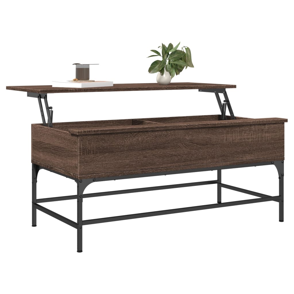 Sofabord Brun Eg Look 100x50x45 cm Træ Materiale Metal