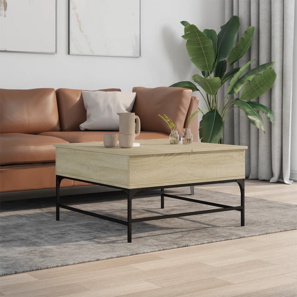 Sofabord Sonoma eg 80x80x45 cm træmateriale og metal