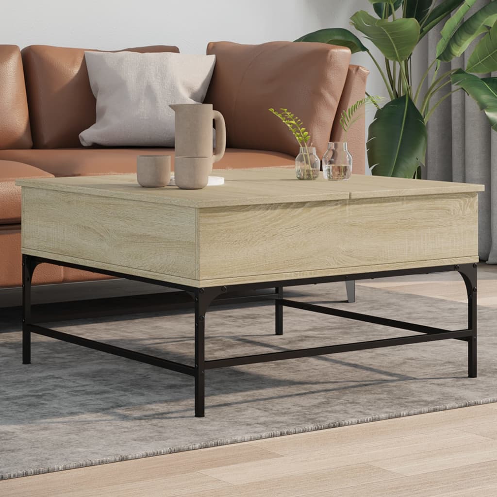 Sofabord Sonoma eg 80x80x45 cm træmateriale og metal