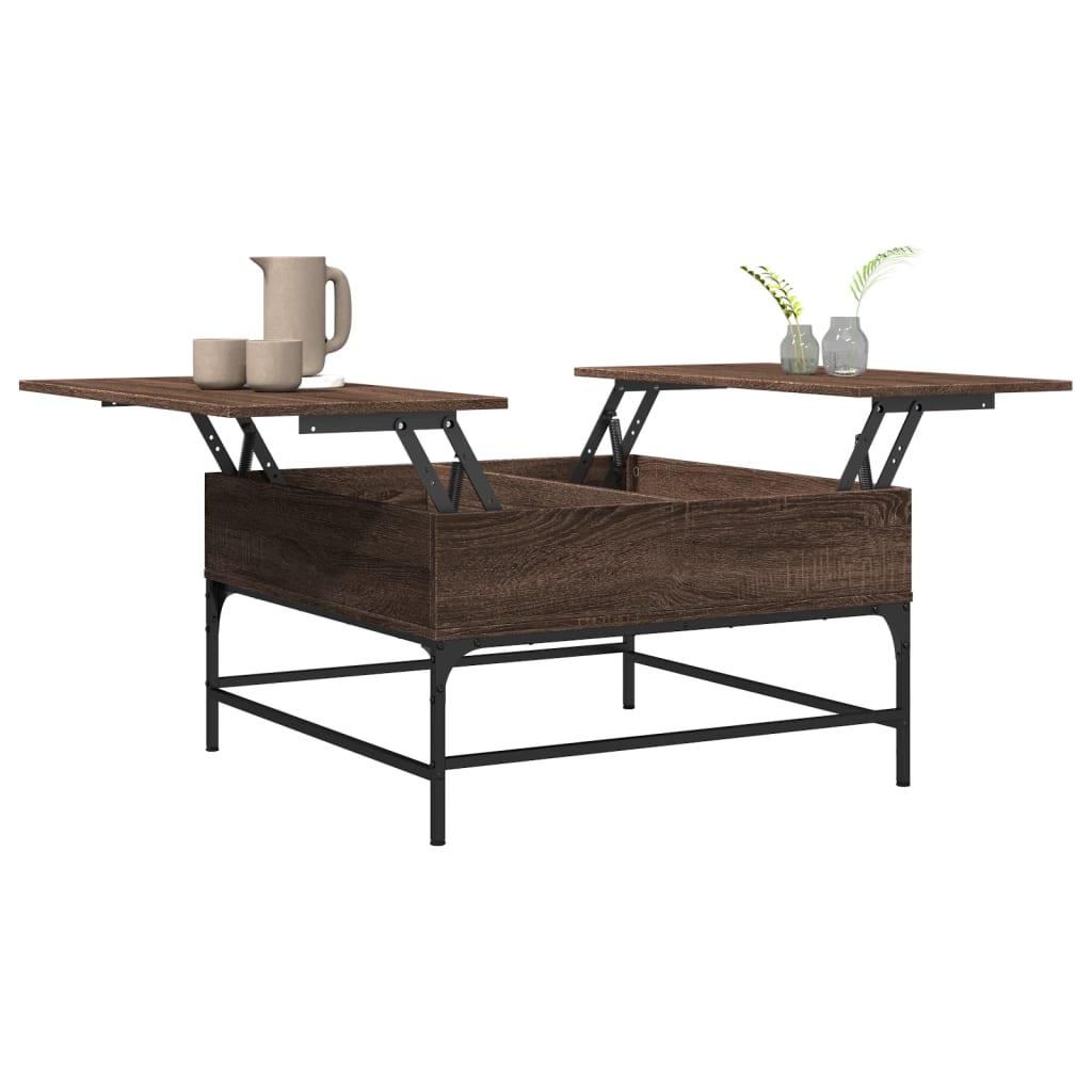 Sofabord Brun Eg Look 80x80x45 cm Træ Materiale Metal