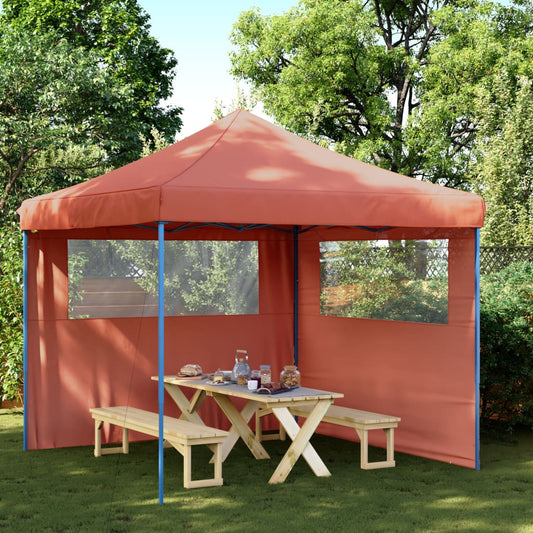 Festtelt sammenfoldelig pop-up med 2 sidepaneler Terracotta rød