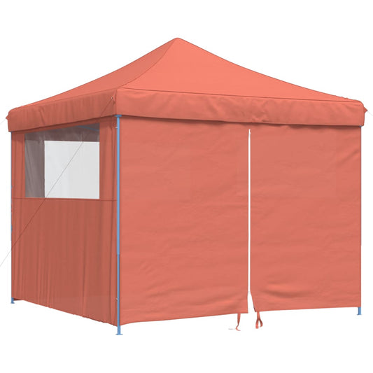 Festtelt sammenfoldelig pop-up med 4 sidepaneler Terracotta rød