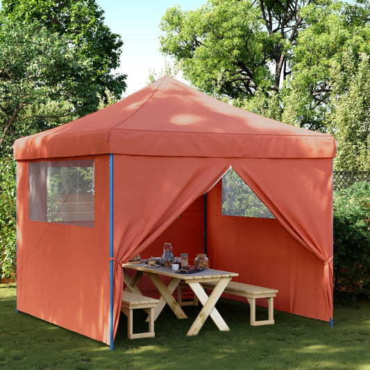 Festtelt sammenfoldelig pop-up med 4 sidepaneler Terracotta rød