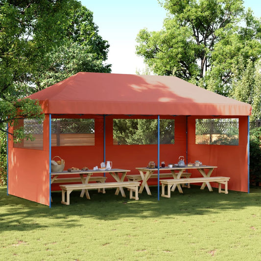 Festtelt foldebar pop-up med 3 sidepaneler Terracotta