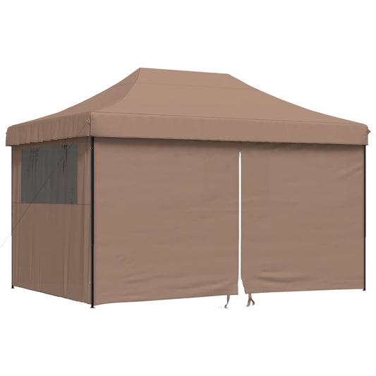 Festtelt foldbar pop-up med 4 sidepaneler Brun