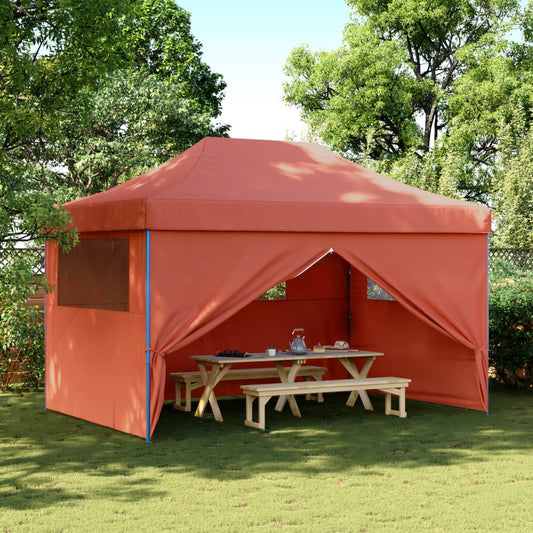 Festtelt sammenfoldelig pop-up med 4 sidepaneler Terracotta rød