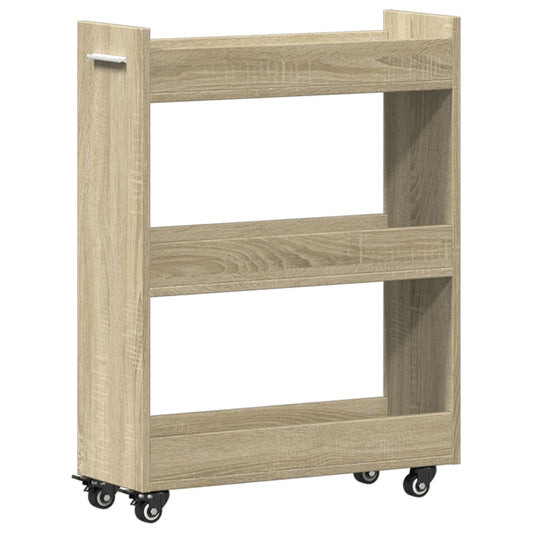 Schrank mit Rollen Sonoma-Eiche 60x22x79 cm Holzwerkstoff