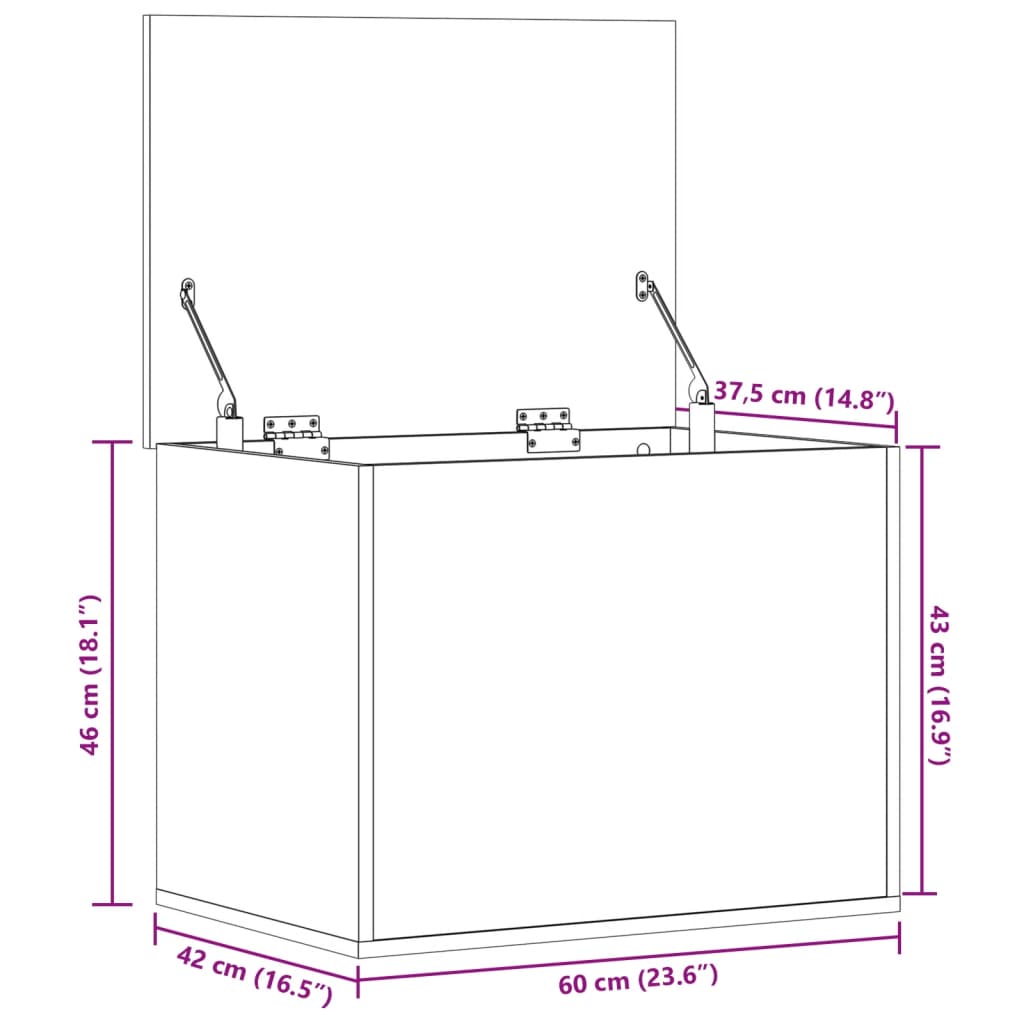 Bryst Sort 60x42x46 cm Træmateriale