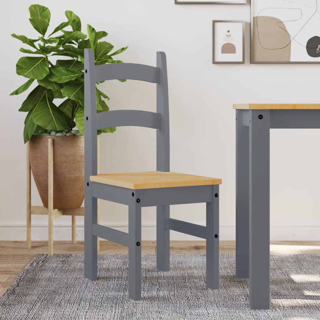 Spisestuestole 2 stk Grå 40x46x99 cm Massiv Fyr