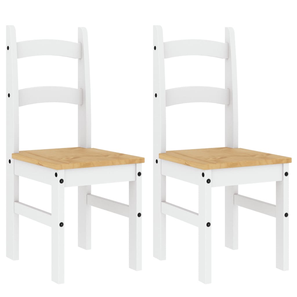 Spisestuestole 2 stk Hvid 40x46x99 cm Massiv Fyr