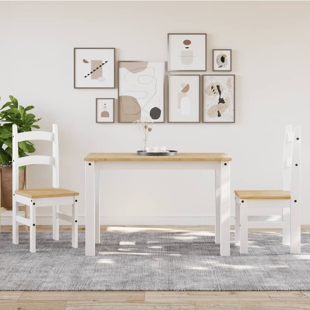 Spisestuestole 2 stk Hvid 40x46x99 cm Massiv Fyr