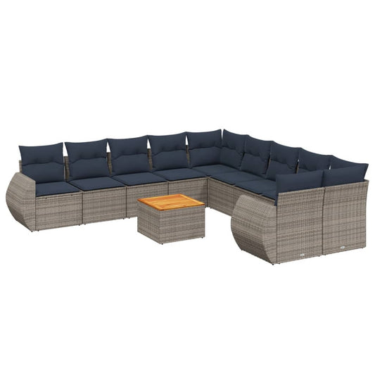 11-teiliges Gartensofa-Set mit Kissen, grau, Polyrattan